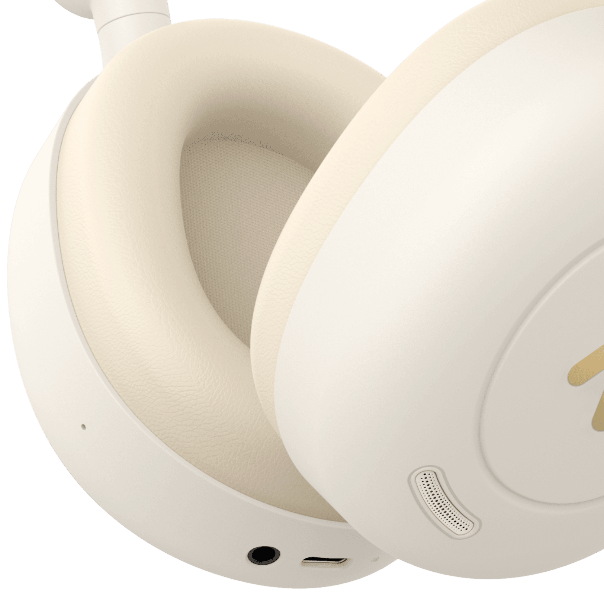Casque beige bluetooth sans fil avec réduction du bruit active double appareils