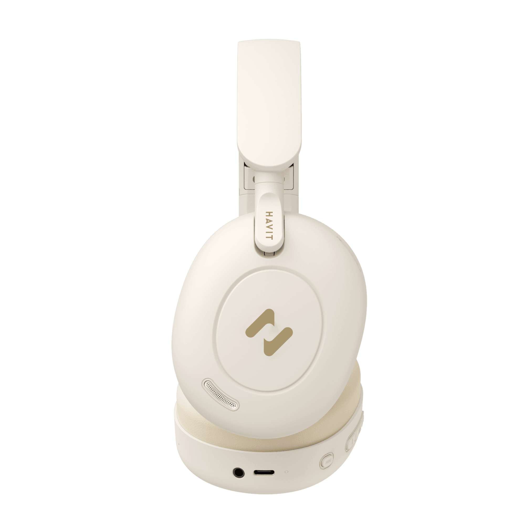 Casque beige bluetooth sans fil avec réduction du bruit active double appareils