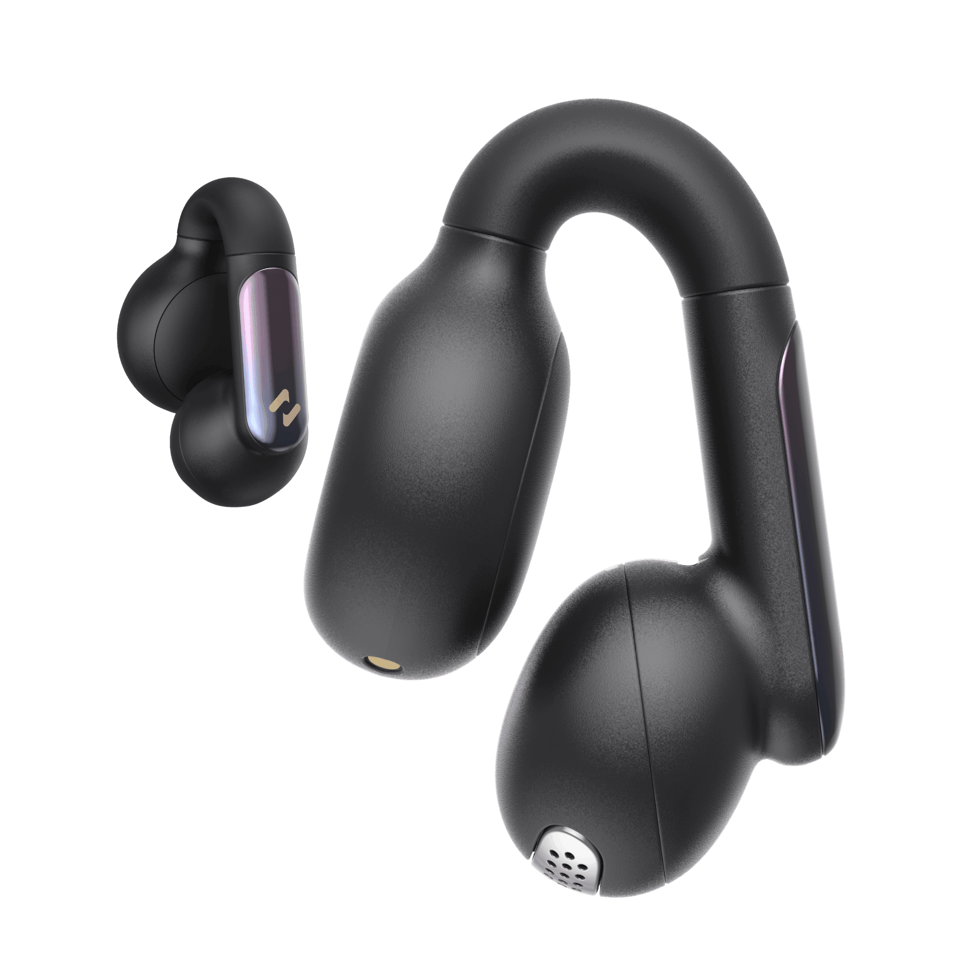 écouteurs bluetooth noir à conduction osseuse ouverts et étanches multi appareils